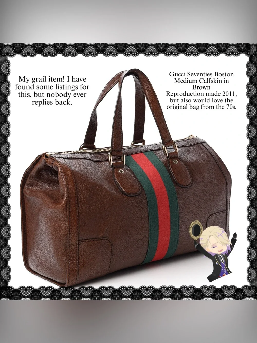 ISO Dagger Heels Gucci Boston Bag Brown